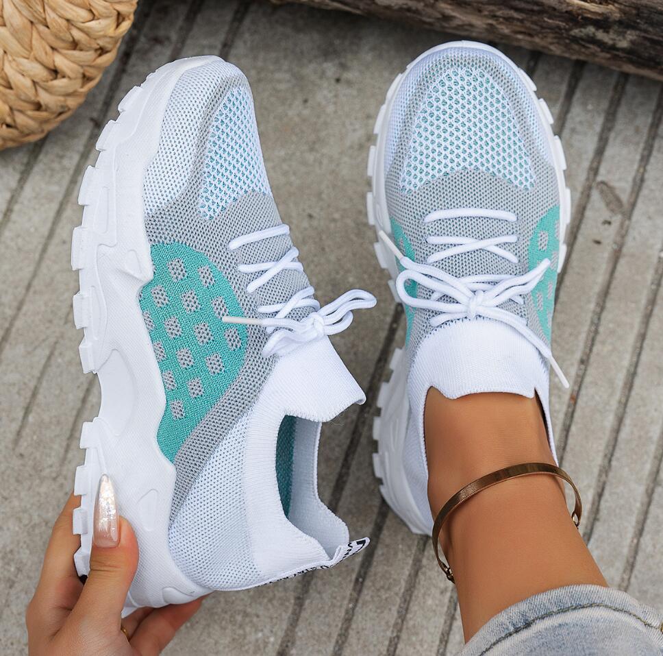 Women's Breathable Knit Mesh S - Knit Fabric Lace Up Sneakers recension och pris