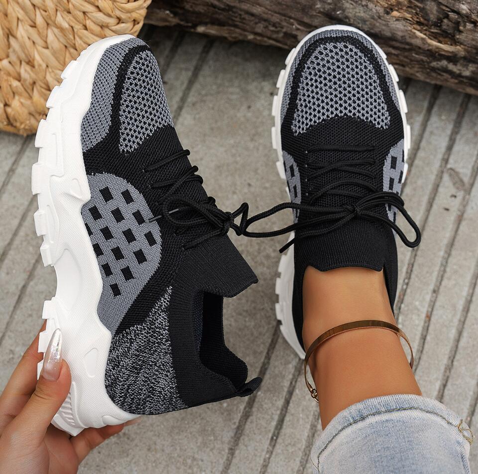 Women's Breathable Knit Mesh S - Knit Fabric Lace Up Sneakers recension och pris