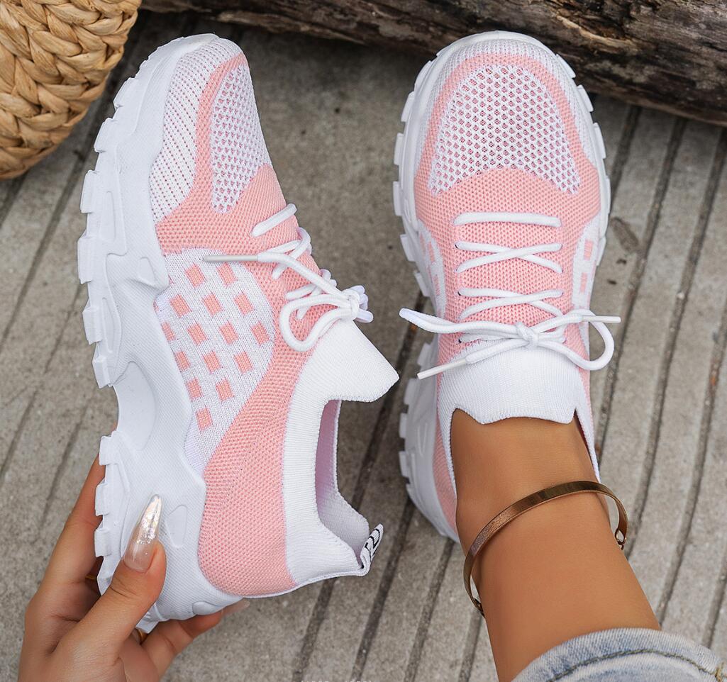 Women's Breathable Knit Mesh S - Knit Fabric Lace Up Sneakers recension och pris