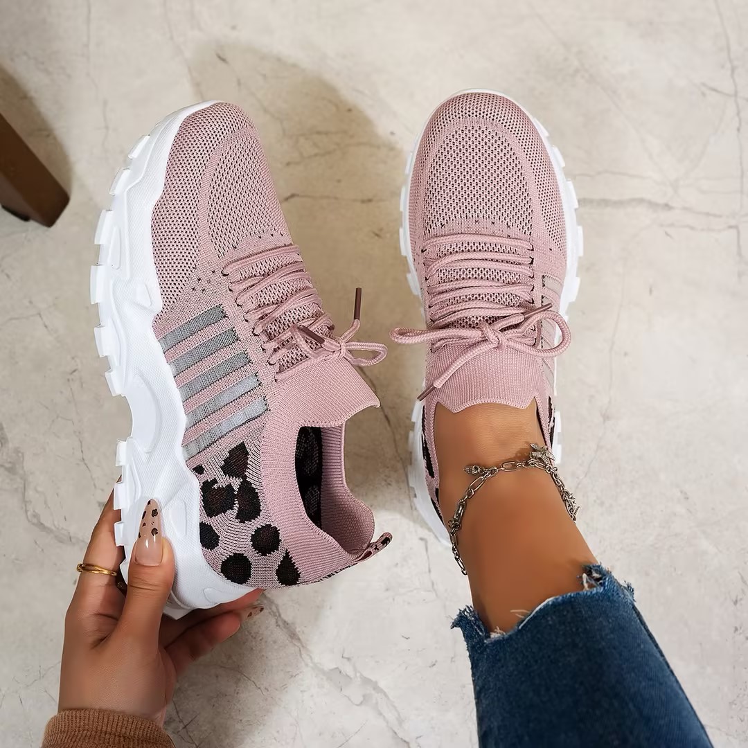 Women's Spring Autumn Knitted  - Knit Fabric Lace Up Sneakers recension och pris