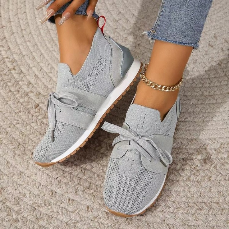 New Black Knit Breathable Wome - Knit Fabric Lace Up Sneakers recension och pris
