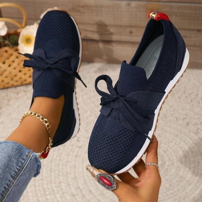 New Black Knit Breathable Wome - Knit Fabric Lace Up Sneakers recension och pris