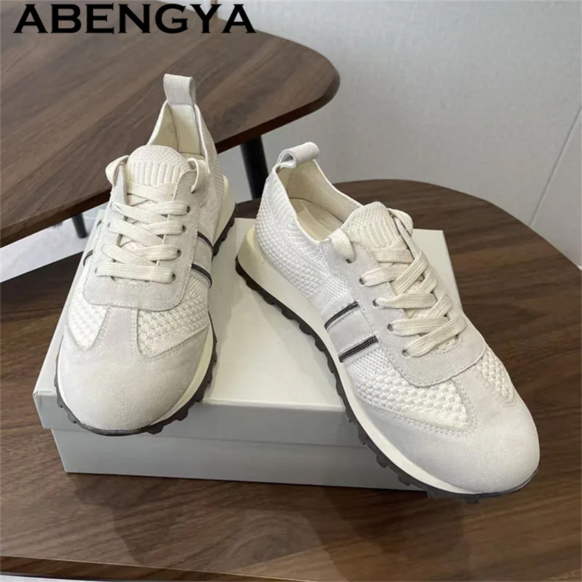 2026 Spring Hot Sale Knitted L - Knit Fabric Lace Up Sneakers recension och pris