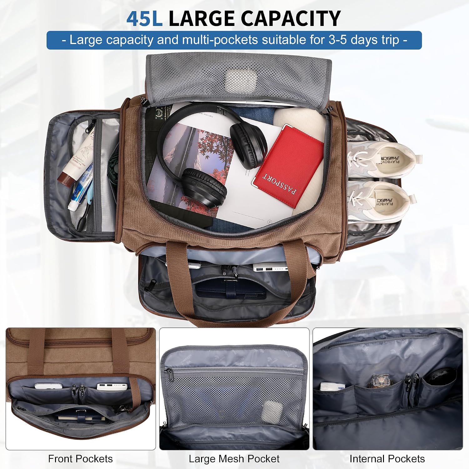 Canvas Duffle Bag for Men 3 in - Men'S Shoes recension och pris