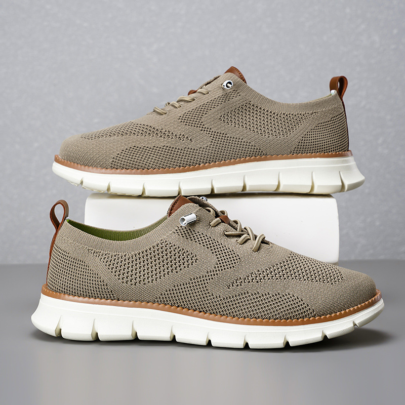 2026 New Men's Breathable Knit - Knit Fabric Lace Up Sneakers recension och pris