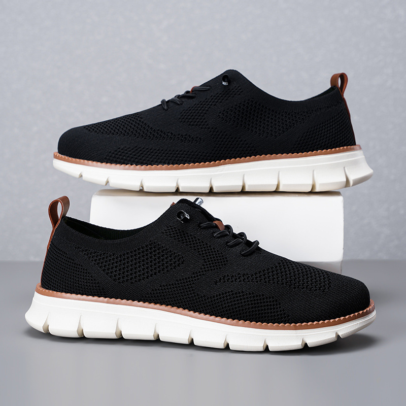 2026 New Men's Breathable Knit - Knit Fabric Lace Up Sneakers recension och pris