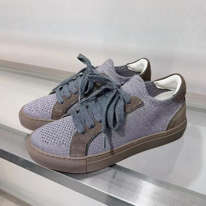 Women Knit Breathable Sneakers - Knit Fabric Lace Up Sneakers recension och pris