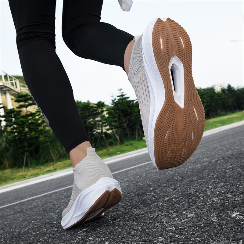 Unisex Slip on Sock Running Sh - Knit Fabric Lace Up Sneakers recension och pris