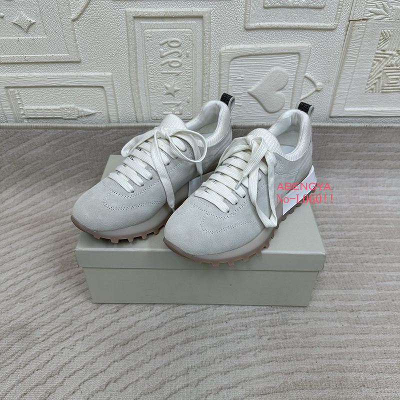 2025 White Knitted Suede Flat  - Knit Fabric Lace Up Sneakers recension och pris