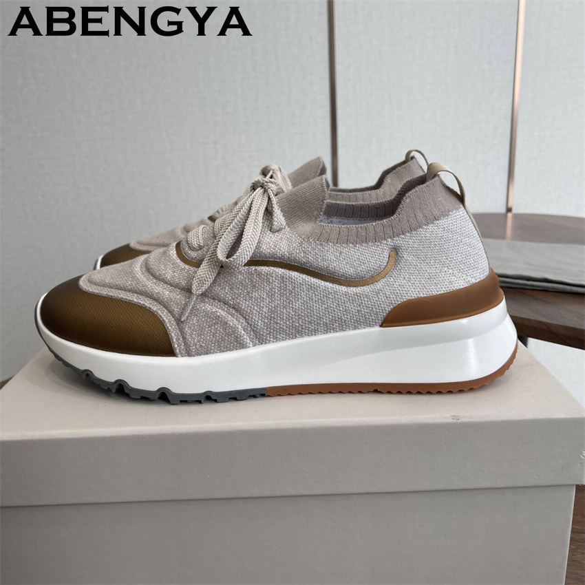 Men New Multicolour Knitted lo - Knit Fabric Lace Up Sneakers recension och pris